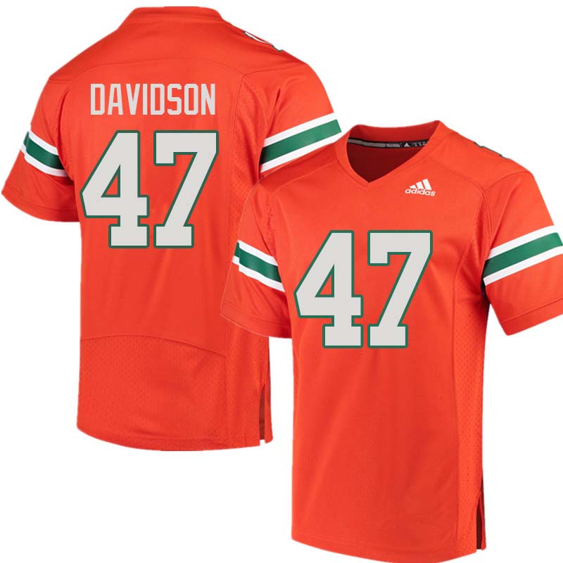 Adidas Miami Hurricanes #47 Turner Davidson College Football Jerseys Sale-Orange - Click Image to Close